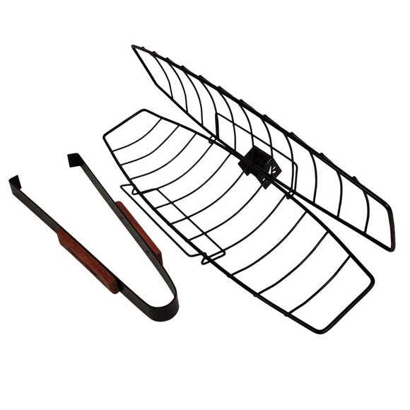 Camping/Outdoor BBQ Grilling Cage. Ultimate Fish Basket w/ Removable Handle - Picture 3 of 10